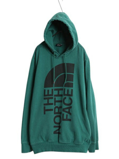 ノースフェイス プリント スウェット フード パーカー メンズ XL / The North Face プルオーバー 裏起毛 トレーナー アウトドア グリーン