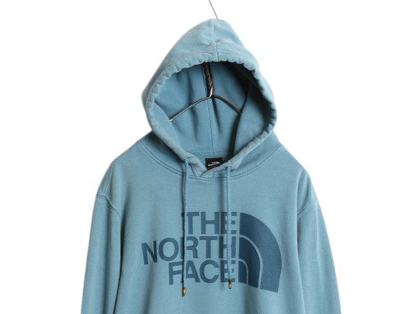 ノースフェイス プリント スウェット フード パーカー メンズ М The North Face 裏起毛 プルオーバー トレーナー アウトドア ライトブルー