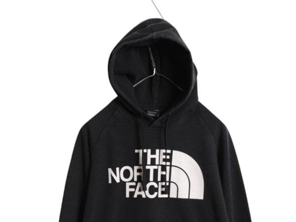 ノースフェイス プリント スウェット フード パーカー レディース М The North Face アウトドア トレーナー プルオーバー 裏起毛 ブラック