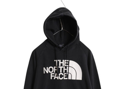 ノースフェイス プリント スウェット フード パーカー レディース М The North Face アウトドア トレーナー プルオーバー 裏起毛 ブラック