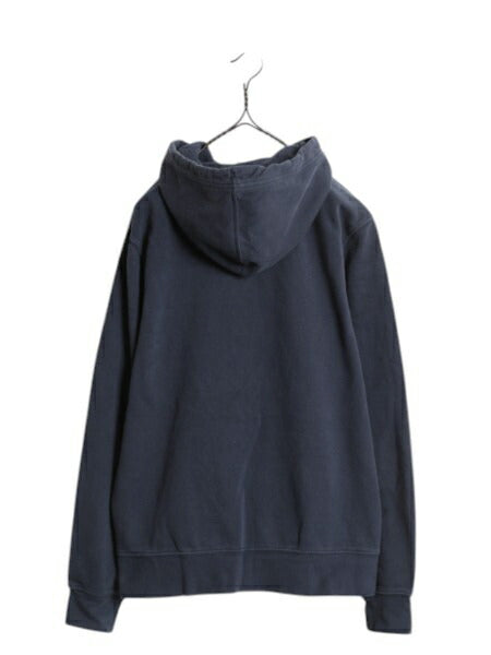 ノースフェイス プリント スウェット フード パーカー メンズ S 古着 The North Face プルオーバー 裏起毛 トレーナー アウトドア 薄手 紺