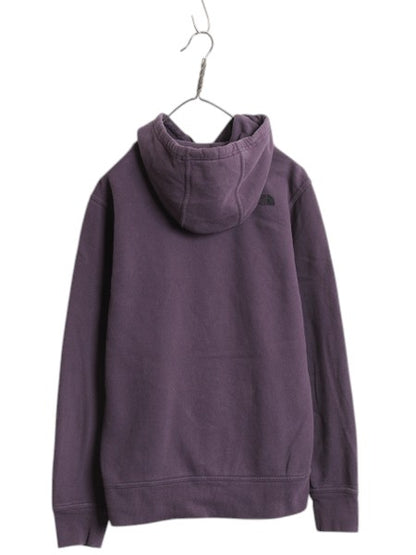 US企画 ノースフェイス プリント スウェット フード パーカー メンズ М / 古着 The North Face プルオーバー トレーナー 裏起毛 パープル