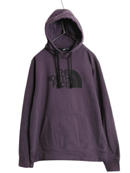 US企画 ノースフェイス プリント スウェット フード パーカー メンズ М / 古着 The North Face プルオーバー トレーナー 裏起毛 パープル