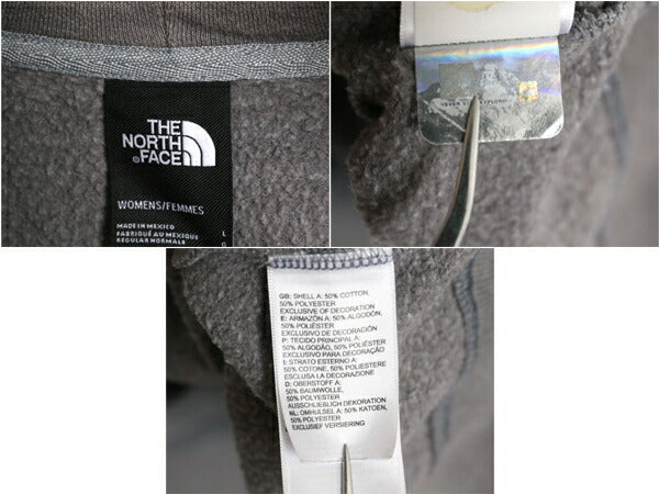 ノースフェイス プリント スウェット フード パーカー レディース L 古着 The North Face プルオーバー トレーナー 裏起毛 アウトドア 灰