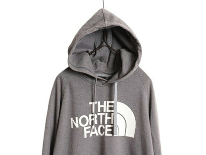 ノースフェイス プリント スウェット フード パーカー レディース L 古着 The North Face プルオーバー トレーナー 裏起毛 アウトドア 灰