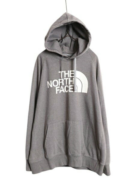 ノースフェイス プリント スウェット フード パーカー レディース L 古着 The North Face プルオーバー トレーナー 裏起毛 アウトドア 灰