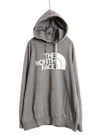 ノースフェイス プリント スウェット フード パーカー レディース L 古着 The North Face プルオーバー トレーナー 裏起毛 アウトドア 灰