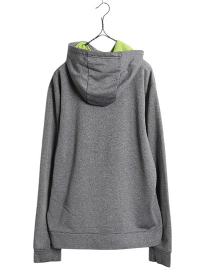 ノースフェイス プリント フード パーカー メンズ М / The North Face プルオーバー ストレッチ ジャージ 素材 アウトドア ツートン 灰 緑