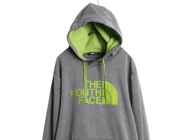 ノースフェイス プリント フード パーカー メンズ М / The North Face プルオーバー ストレッチ ジャージ 素材 アウトドア ツートン 灰 緑