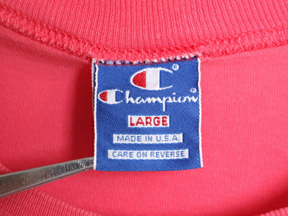 80s USA製 チャンピオン 半袖 Tシャツ メンズ L 古着 80年代 ヴィンテージ Champion ワンポイント ヘビーウェイト ビッグシルエット ピンク