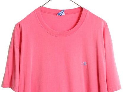 80s USA製 チャンピオン 半袖 Tシャツ メンズ L 古着 80年代 ヴィンテージ Champion ワンポイント ヘビーウェイト ビッグシルエット ピンク