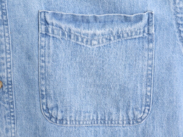 90s OLD GAP ボタンダウン 長袖 デニム シャツ メンズ S / 古着 90年代 オールド ギャップ 紺タグ 無地 ポケット付き BD 長袖シャツ ブルー