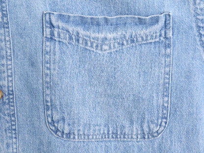 90s OLD GAP ボタンダウン 長袖 デニム シャツ メンズ S / 古着 90年代 オールド ギャップ 紺タグ 無地 ポケット付き BD 長袖シャツ ブルー