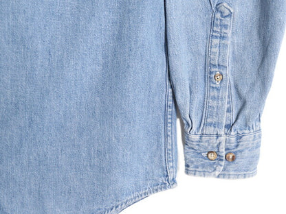 90s OLD GAP ボタンダウン 長袖 デニム シャツ メンズ S / 古着 90年代 オールド ギャップ 紺タグ 無地 ポケット付き BD 長袖シャツ ブルー