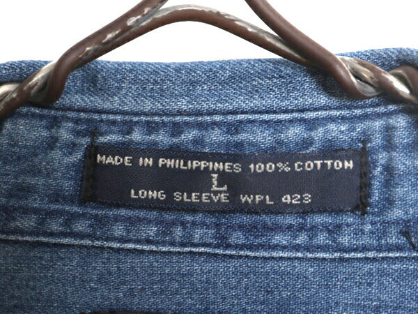 90s ドッカーズ リーバイス ボタンダウン 長袖 デニム シャツ メンズ L 90年代 DOCKERS LEVIS オールド ポケット付き ワンポイント 濃紺 BD