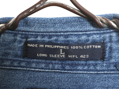 90s ドッカーズ リーバイス ボタンダウン 長袖 デニム シャツ メンズ L 90年代 DOCKERS LEVIS オールド ポケット付き ワンポイント 濃紺 BD