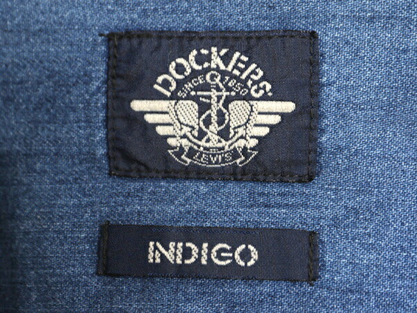 90s ドッカーズ リーバイス ボタンダウン 長袖 デニム シャツ メンズ L 90年代 DOCKERS LEVIS オールド ポケット付き ワンポイント 濃紺 BD