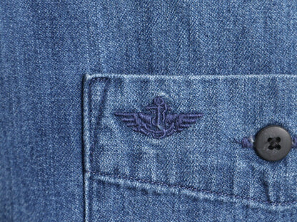 90s ドッカーズ リーバイス ボタンダウン 長袖 デニム シャツ メンズ L 90年代 DOCKERS LEVIS オールド ポケット付き ワンポイント 濃紺 BD