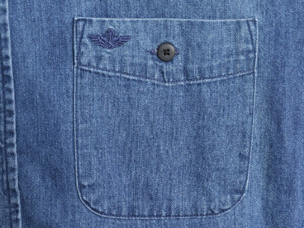 90s ドッカーズ リーバイス ボタンダウン 長袖 デニム シャツ メンズ L 90年代 DOCKERS LEVIS オールド ポケット付き ワンポイント 濃紺 BD