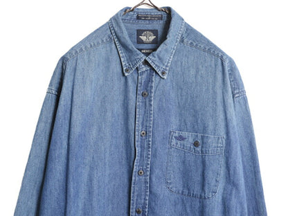 90s ドッカーズ リーバイス ボタンダウン 長袖 デニム シャツ メンズ L 90年代 DOCKERS LEVIS オールド ポケット付き ワンポイント 濃紺 BD