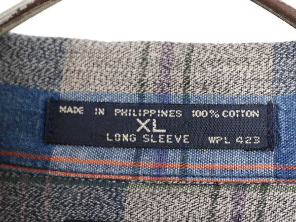 90s ドッカーズ リーバイス チェック 長袖 シャツ メンズ XL 古着 90年代 オールド LEVIS DOCKERS ポケット付き マルチカラー大きいサイズ