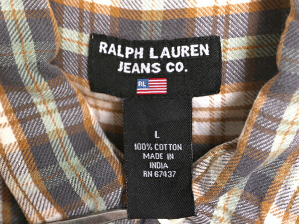 ラルフローレン チェック ボタンダウン フランネル シャツ レディース L 古着 ポロ POLO JEANS Co 長袖シャツ BD ネルシャツ マルチカラー