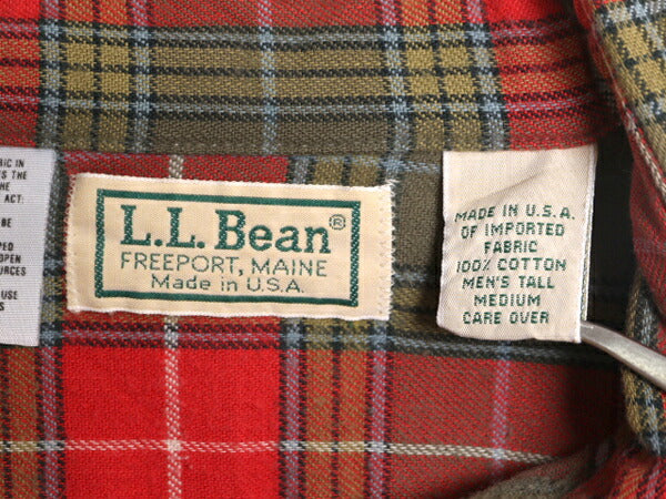 80s USA製 エルエルビーン チェック ボタンダウン フランネル シャツ メンズ M 古着 80年代 ヴィンテージ LLBean 長袖シャツ ネルシャツ BD