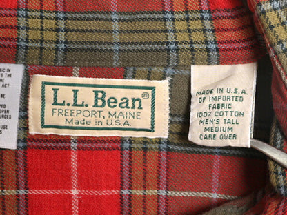80s USA製 エルエルビーン チェック ボタンダウン フランネル シャツ メンズ M 古着 80年代 ヴィンテージ LLBean 長袖シャツ ネルシャツ BD
