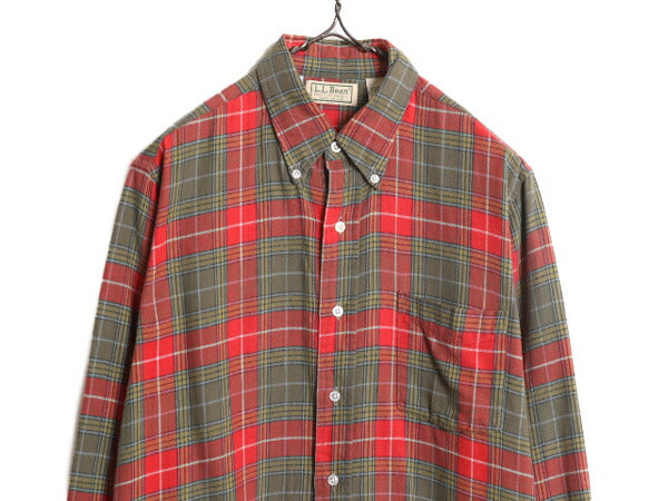 80s USA製 エルエルビーン チェック ボタンダウン フランネル シャツ メンズ M 古着 80年代 ヴィンテージ LLBean 長袖シャツ ネルシャツ BD