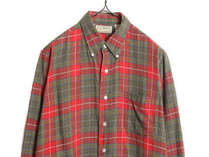 80s USA製 エルエルビーン チェック ボタンダウン フランネル シャツ メンズ M 古着 80年代 ヴィンテージ LLBean 長袖シャツ ネルシャツ BD