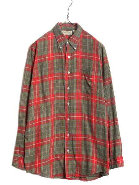 80s USA製 エルエルビーン チェック ボタンダウン フランネル シャツ メンズ M 古着 80年代 ヴィンテージ LLBean 長袖シャツ ネルシャツ BD