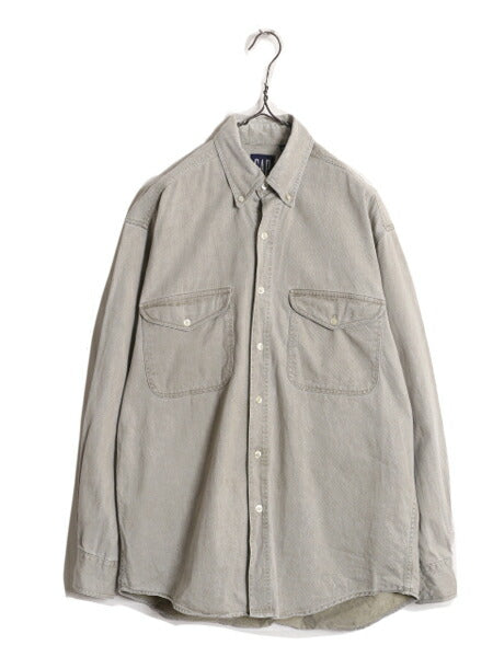 90s OLD GAP カラー デニム 長袖 ボタンダウン シャツ メンズ М / 90年代 オールド ギャップ ヘビーウェイト コットン 長袖シャツ 紺タグ