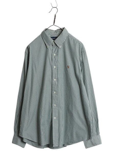 90s ラルフローレン ストライプ オックスフォード 長袖 ボタンダウン シャツ メンズ XL オールド ポロ 長袖シャツ ワイシャツ コットン BD