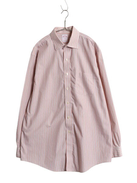 ブルックスブラザーズ ストライプ 長袖 シャツ メンズ L 程 長袖シャツ ワイシャツ ノーアイロン ビジネス ポケット付き マルチカラー 薄手