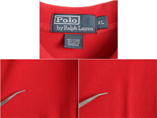 00s ポロベア ポロ ラルフローレン 鹿の子 半袖 ポロシャツ メンズ XL 古着 00年代 オールド 半袖シャツ ワンポイント キャラクター レッド