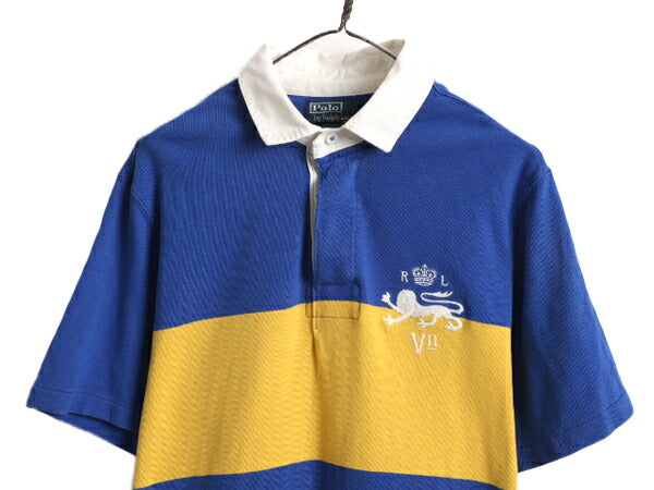 00s ポロ ラルフローレン ボーダー 半袖 ラガー シャツ メンズ L 00年代 オールド 半袖シャツ ラグビーシャツ ヘビーウェイト ワンポイント
