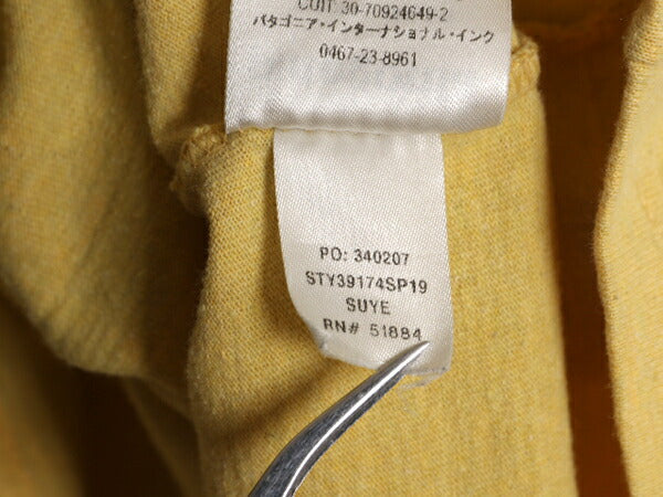 19年製 パタゴニア 両面 プリント 半袖 Tシャツ メンズ М / 古着 Patagonia アウトドア P6 ボックスロゴ バックプリント クルーネック 黄