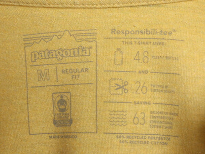 19年製 パタゴニア 両面 プリント 半袖 Tシャツ メンズ М / 古着 Patagonia アウトドア P6 ボックスロゴ バックプリント クルーネック 黄