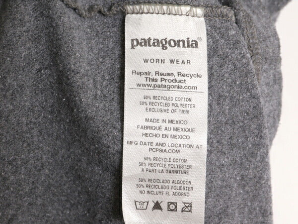 19年製 パタゴニア ポケット付き 両面 プリント 半袖 Tシャツ メンズ L / Patagonia アウトドア ポケT P6 ボックスロゴ バックプリント 灰