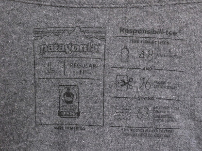 19年製 パタゴニア ポケット付き 両面 プリント 半袖 Tシャツ メンズ L / Patagonia アウトドア ポケT P6 ボックスロゴ バックプリント 灰
