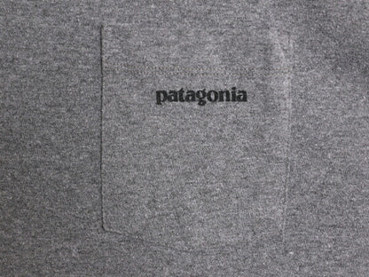 19年製 パタゴニア ポケット付き 両面 プリント 半袖 Tシャツ メンズ L / Patagonia アウトドア ポケT P6 ボックスロゴ バックプリント 灰