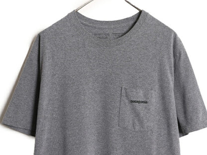 19年製 パタゴニア ポケット付き 両面 プリント 半袖 Tシャツ メンズ L / Patagonia アウトドア ポケT P6 ボックスロゴ バックプリント 灰