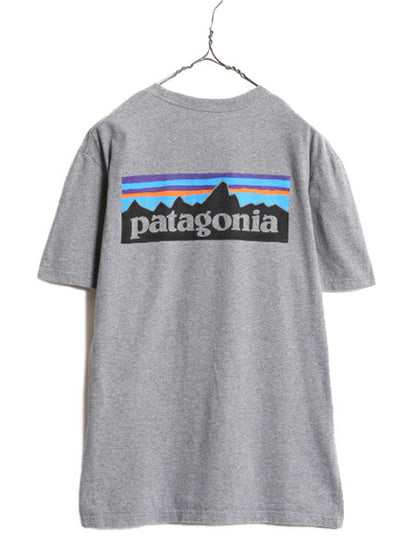 16年製 パタゴニア 両面 プリント 半袖 Tシャツ メンズ М / 古着 Patagonia アウトドア フィッツロイ P6 バックプリント ボックスロゴ 灰