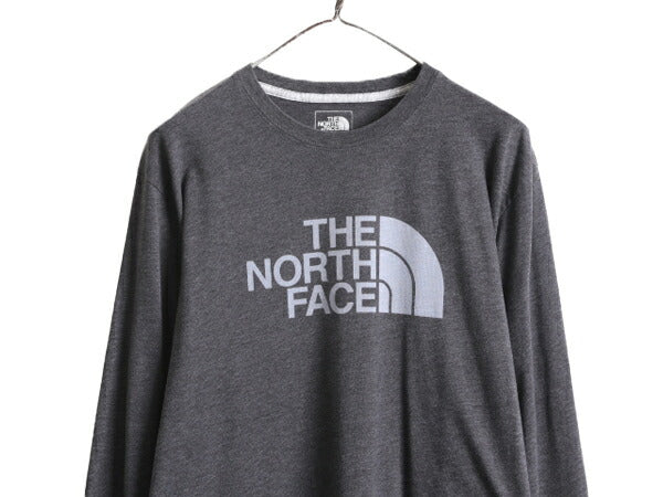 ノースフェイス プリント 長袖 Tシャツ メンズ L / 古着 The North Face アウトドア クルーネック ロングスリーブ プリントT ロンT グレー