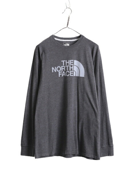 ノースフェイス プリント 長袖 Tシャツ メンズ L / 古着 The North Face アウトドア クルーネック ロングスリーブ プリントT ロンT グレー