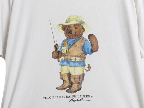 90s ポロベア ポロ ラルフローレン プリント 半袖 Tシャツ メンズ レディース S / オールド キャラクター シングルステッチ カットソー 白