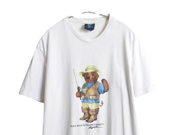 90s ポロベア ポロ ラルフローレン プリント 半袖 Tシャツ メンズ レディース S / オールド キャラクター シングルステッチ カットソー 白