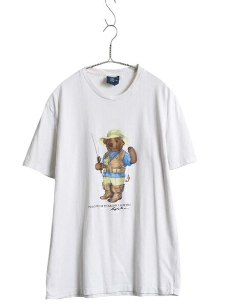 90s ポロベア ポロ ラルフローレン プリント 半袖 Tシャツ メンズ レディース S / オールド キャラクター シングルステッチ カットソー 白