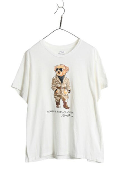ポロベア ポロ ラルフローレン プリント 半袖 Tシャツ メンズ XXL 白 キャラクター クルーネック シングルステッチ 大きいサイズ ホワイト