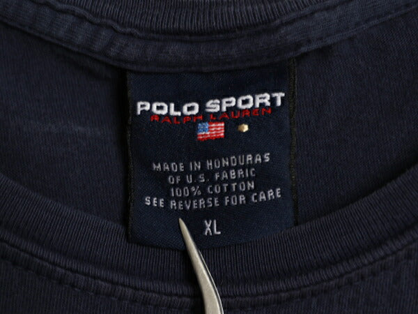 90s ポロベア ポロスポーツ ラルフローレン プリント 半袖 Tシャツ メンズ XL / 古着 オールド キャラクター クルーネック 紺 大きいサイズ
